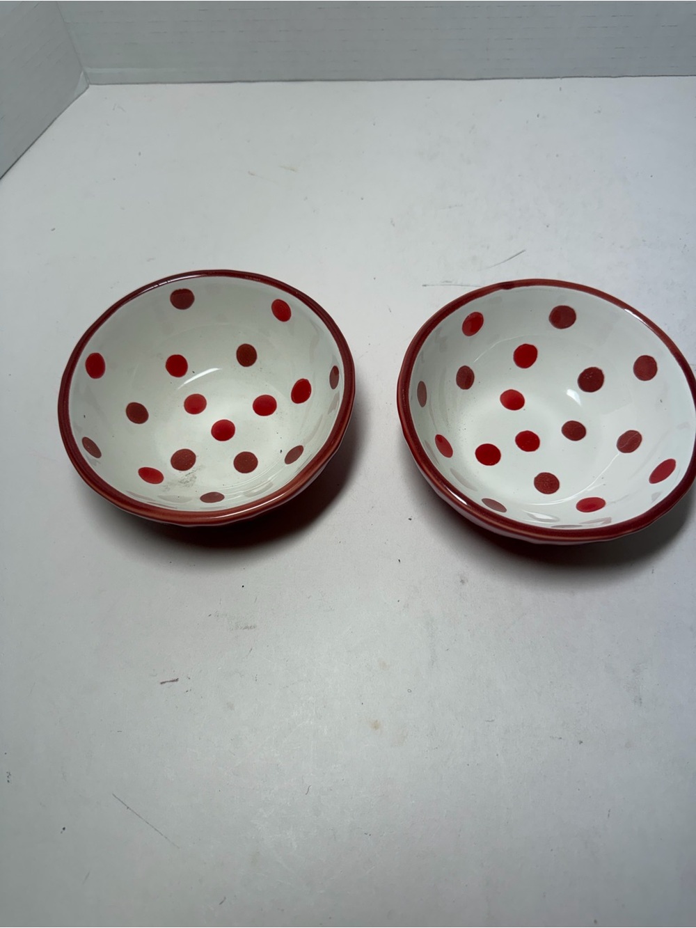 Whisker City Red Polka Dot Bowls